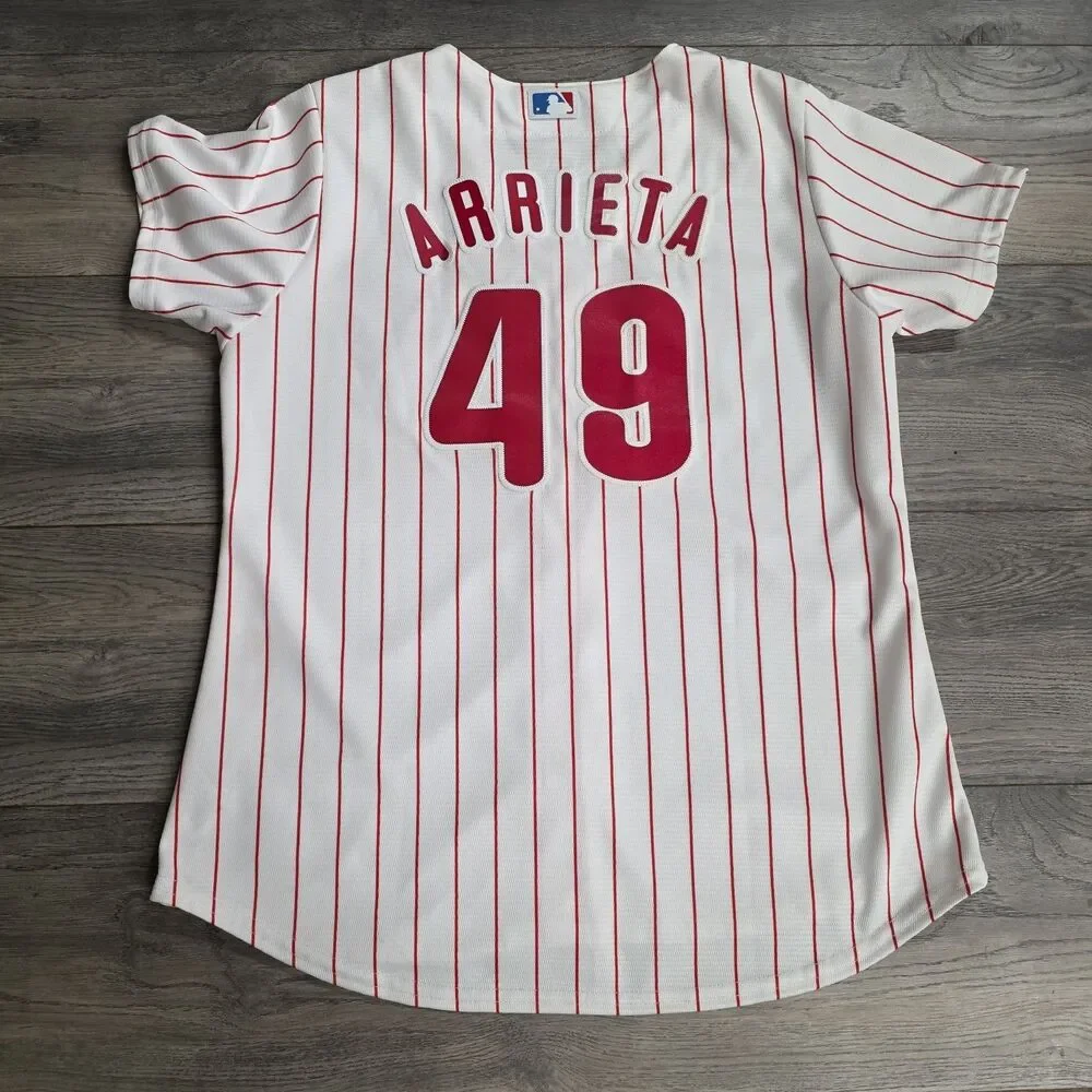 Majestic Philadelphia Phillies Jake Arrieta #49 Stitched Jersey Size Large - Picture 3 of 4